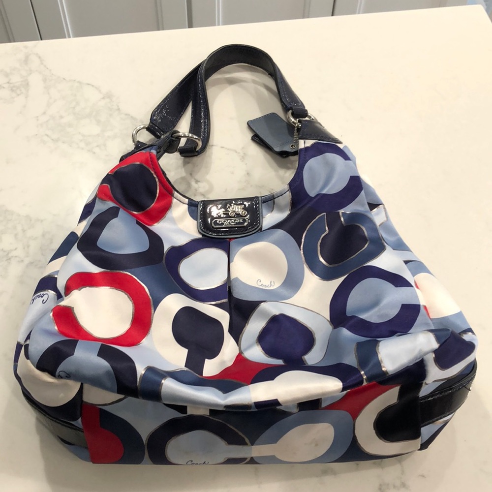 Coach Satin Signature Multicolor Shoulder Bag